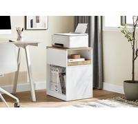 Caisson De Bureau 1 Tiroir Et 2 Compartiments Ouverts Effet Bois Blanc Blanc