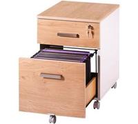 Caisson de Bureau 2 Tiroirs Blanc Chêne - L 41.4 x l 52.9 x H 55.8 cm Blanc G