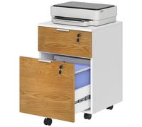 Caisson De Bureau - 2 Tiroirs Coulissants - Blanc Aspect Chêne Moyen Blanc