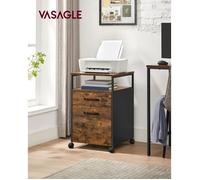 Caisson de Bureau 2 tiroirs VASAGLE - Style Industriel - Marron Rustique et Noir OFC71X