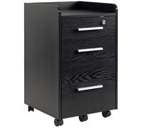HOMCOM Caisson de bureau sur roulettes – 3 tiroirs (1 verrouillable) avec trieur dossiers – Noir