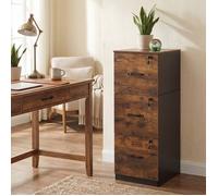 Caisson de Bureau 3 Tiroirs Verrouillables Tringles Réglables Compatible avec Formats A4 Marron