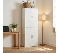 Caisson De Bureau, 4 Portes avec Poignées, Multifonction, pour Bureau, Chambre, 60 x 40 x 180 cm, Blanc