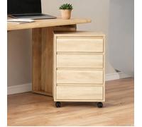 Caisson de bureau 4 tiroirs en MDF aspect bois clair sur roulettes 46 x 40 x 65 cm - Bois naturel MDF 1 46 x 40 x 65 cm Ref