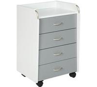 Caisson de Bureau 4 Tiroirs "Taz" 65cm Blanc & Gris Blanc G
