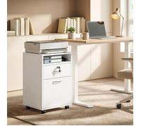 Caisson de bureau - 40×35×60 cm - Blanc - 1 tiroir verrouillable - 4 roulettes (2 avec frein)