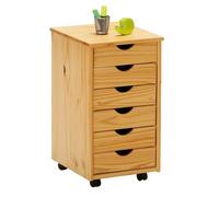 Caisson de Bureau 6 Tiroirs "School" 65cm Naturel