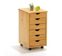Caisson De Bureau 6 Tiroirs "School" 65cm Naturel Beige