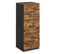 Helloshop26 Caisson de Bureau à 3 tiroirs Meuble de Rangement de Document Support d’imprimante 3 tiroirs verrouillables 40 x 41 x 103 cm Rail de Suspension réglable pour dossiers Marron 12_0004804