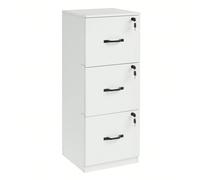 Meuble de Bureau, Support pour Imprimante, avec 3 Tiroirs Verrouillables, Tringles Réglables, Compatible avec Formats A4, Blanc