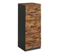 Caisson De Bureau À 3 Tiroirs, Support D'imprimante, 3 Tiroirs Verrouillables, Rail De Suspension Réglable, Pour Dossiers A4, Marron Rustique Et Noir Marron
