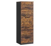Caisson De Bureau à 4 Tiroirs avec Serrure, pour Documents Format A4 et Lettre, Marron Rustique