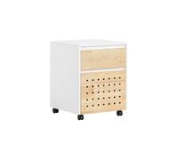 Caisson De Bureau À Roulettes Effet Bois Blanc Avec Tiroir Et Porte Blanc