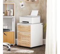 Caisson De Bureau À Roulettes Effet Bois Blanc Avec Tiroir Et Porte Blanc