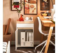 SoBuy Caisson de Bureau à Roulettes avec Tiroirs, Meuble de Rangement Bureau, Organiseur Mobile 40x40x63 cm, Blanc