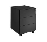 Desserte de bureau - TECTAKE - Caisson à roulettes MAGNA 3 tiroirs verrouillables en acier revêtu par poudre, 39 x 45 x 55 cm - Noir