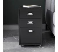 [en.casa] Caisson de Bureau Métallique à 3 Tiroirs Meuble de Rangement sur roulettes Casier Organisateur Moderne avec Porte-Étiquettes pour Dossiers Bureau Acier 48 x 28 x 41 cm Noir Mat