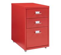 [en.casa] Caisson de Bureau Métallique à 3 Tiroirs Meuble de Rangement sur roulettes Casier Organisateur Moderne avec Porte-Étiquettes pour Dossiers Bureau Acier 48 x 28 x 41 cm Rouge