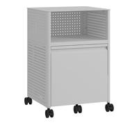 [en.casa] Caisson de Bureau à roulettes avec Grand Tiroir et Compartiment Ouvert Armoire Métallique Meuble de Rangement Stockage Documents Ustensiles Acier 54 x 40 x 36 cm Blanc