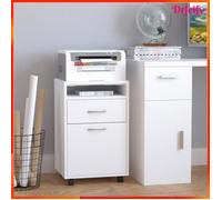 Caisson de bureau - AKOZON - 6513 - blanc - 1 tiroir niche et placard sur roulettes - panneaux de particules