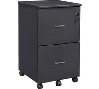 VASAGLE Caisson Mobile, Classeur, 2 Tiroirs, Support d’Imprimante, Meuble de Bureau, Verrouillable, Documents au Format A4, Dossier Suspendu, Nécessite Montage, Noir LCD27BKV1