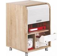 Caisson de Bureau Chêne Bicolore - Blanc - L 47.2 x l 47 x H 49.2 cm marron G