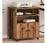 vidaXL Caisson de bureau Support d'imprimante avec stockage Bois ancien 60 x 48 x 74 cm