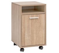 FineBuy Caisson à roulettes 33x38x60 cm Bois avec Porte et Étagère | caisson de bureau avec compartiments à porte, caisson d'appoint se glisse sous le bureau, caisson de bureau