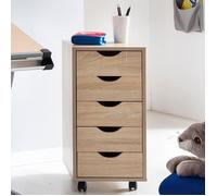 Caisson de Bureau FINEBUY - Modèle Petite avec Tiroir - Marron Sonoma - Meuble de Bureau a Roulette