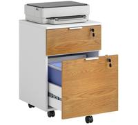 Caisson De Bureau - 2 Tiroirs Coulissants - Blanc Aspect Chêne Moyen Blanc