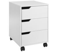 Caisson de bureau - HOMCOM - mobile 3 tiroirs meuble rangement roulettes documents imprimante - bois - 40x50x57,5cm - blanc