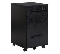HOMCOM Caisson de bureau rangement bureau sur roulettes 3 tiroirs 1 verrouillable 1 trieur à dossiers MDF panneaux particules noir