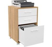 IDMarket Caisson de bureau JON – support imprimante, 3 tiroirs bois et blanc