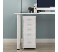 Caisson de bureau Kökar à roulettes avec 5 tiroirs 69 x 28 x 41 cm blanc