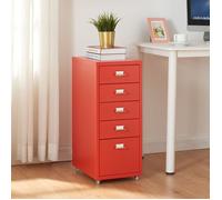 Caisson de bureau Kökar à roulettes avec 5 tiroirs 69 x 28 x 41 cm rouge