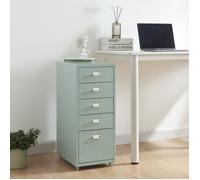 [en.casa] Caisson de Bureau à 5 Tiroirs Meuble de Rangement Roulant Organisateur pour Documents Dossiers avec Porte-Étiquettes Fournitures de Bureau Robuste Moderne Acier 69 x 28 x 41 cm Vert Menthe