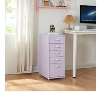 [en.casa] Caisson de Bureau à 5 Tiroirs Meuble de Rangement Roulant Organisateur pour Documents Dossiers avec Porte-Étiquettes Fournitures de Bureau Robuste Moderne Acier 69 x 28 x 41 cm Violet