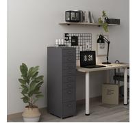 [en.casa] Caisson de Bureau à 8 Tiroirs Meuble de Rangement Roulant Organisateur pour Documents Dossiers avec Porte-Étiquettes Fournitures de Bureau Robuste Moderne Acier 109 x 28 x 41 cm Gris Foncé