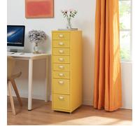 Caisson de bureau Kökar à roulettes avec 8 tiroirs 109 x 28 x 41 cm jaune
