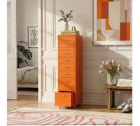Caisson de bureau Kökar à roulettes avec 8 tiroirs 109 x 28 x 41 cm orange