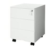 Caisson De Bureau Metal, Avec 3 Tiroirs, Rangement De Documents, Papeterie, Préassemblé, Pour Bureau Blanc