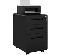 Caisson de Bureau Métal WOLTU à 3 Tiroirs Verrouillable Noir