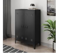 [en.casa] Casier de Bureau Métallique Armoire à 2 Portes Meuble de Rangement pour Bureau Atelier Chambre Acier Laminé à Froid 110 x 75 x 33 cm Noir Mat