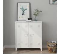 [en.casa] Casier de Bureau Métallique Armoire à 2 Portes Meuble de Rangement pour Bureau Atelier Chambre Acier Laminé à Froid 90 x 80 x 33 cm Blanc