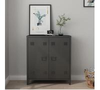 Caisson de bureau métallique Oripää à 2 portes 90 x 80 x 33 cm noir mat