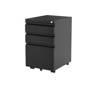 Caisson de Bureau Mobile, Avec 3 Tiroirs, Serrure à Clé et Molette Anti-Basculement, Noir