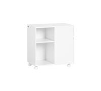 Caisson De Bureau À Roulettes Effet Bois Blanc Avec Tiroir Et Portes Blanc