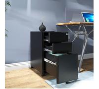 Caisson de Bureau Mobile en Acier - DWVO - 3 Tiroirs et Serrure - Noir