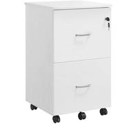 Caisson de Bureau Mobile - VASAGLE - Blanc - 2 Tiroirs - Serrure