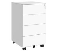 Caisson de Bureau Mobile, Verrouillable, avec 4 Tiroirs, Pré-assemblé, 45,1 x 39 x 69,3 cm, Blanc Nuage